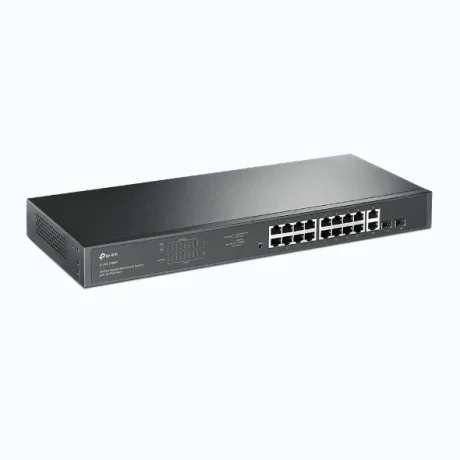 SWITCH TP-LINK  16 porturi Gigabit  POE+ 250W total power, 2× combo gigabit SFP, 2× gigabit non-PoE RJ45, carcasa metal &quot;TL-SG1218MP&quot;