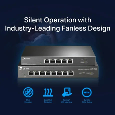 SWITCH TP-LINK  8 porturi 2.5 Gigabit. carcasa metalica "TL-SG108-M2"
