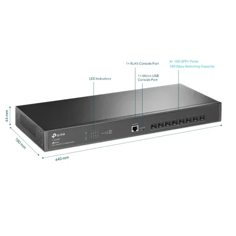 SWITCH TP-LINK  8 porturi JetStream 8-Port 10GE SFP+ L2+ Managed Switch. carcasa metalica &quot;TL-SX3008F&quot;