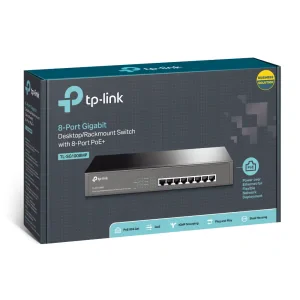 SWITCH TP-LINK POE  8 porturi Gigabit (8 PoE), IEEE 802.3af, carcasa metalica &quot;TL-SG1008MP&quot;