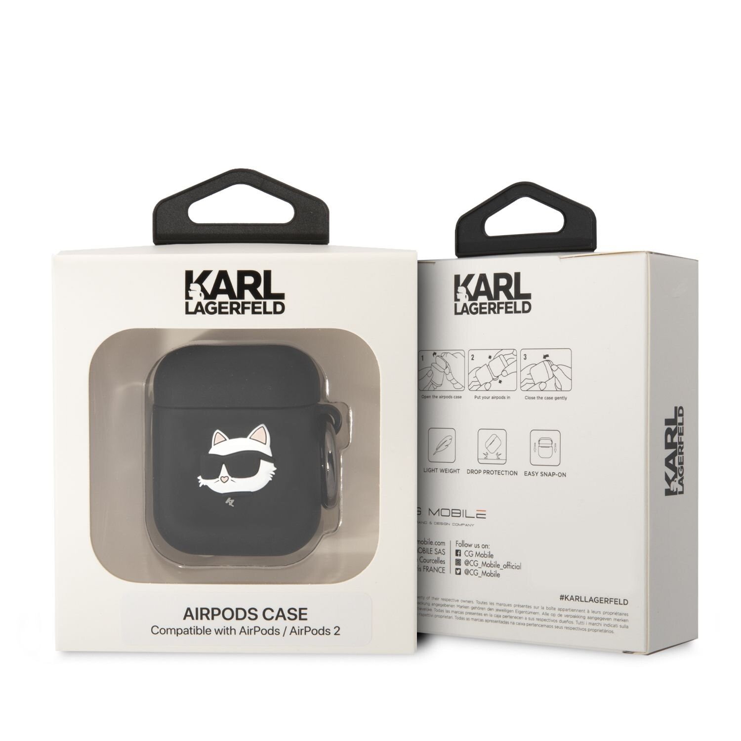 Husa Karl Lagerfeld 3D Choupette Head pentru Airpods 1/2 Black thumb