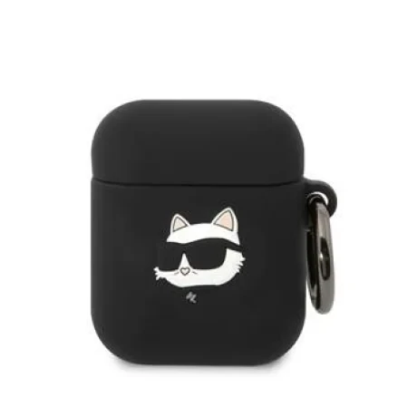 Husa pentru Airpods 1/2 Karl Lagerfeld 3D Choupette Head. Black