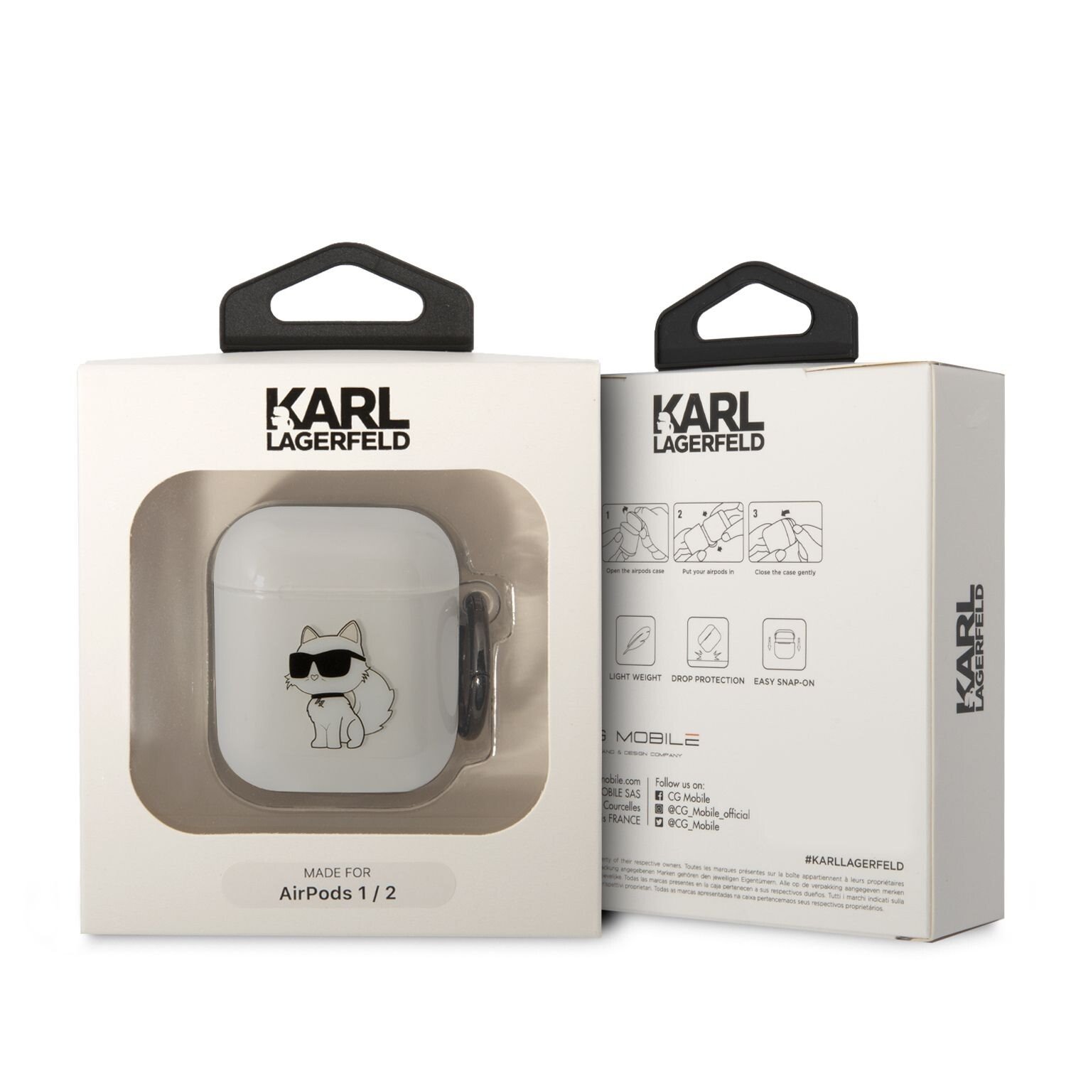 Husa Karl Lagerfeld 3D Ikonik Choupette pentru Airpods 1/2 Transparent thumb