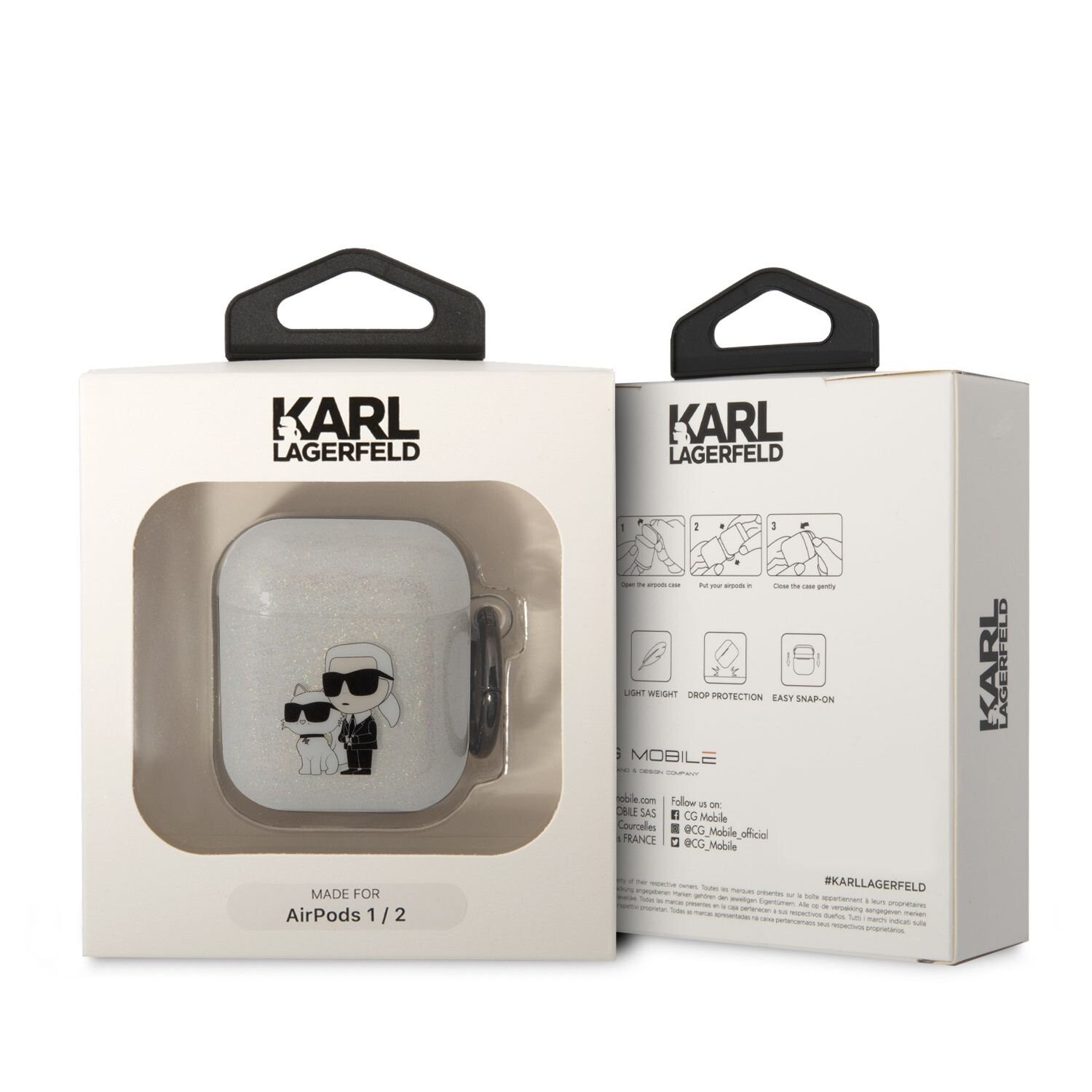 Husa Karl Lagerfeld 3D Choupette Karl pentru Airpods 1/2 Transparent thumb