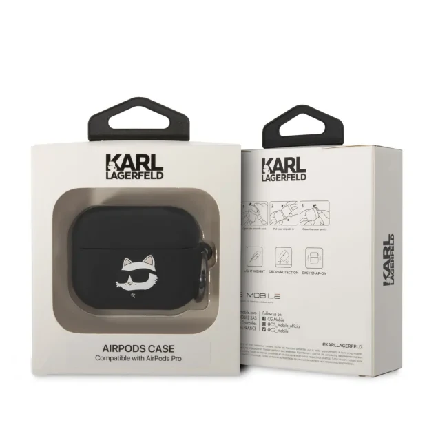 Husa Karl Lagerfeld 3D Choupette Head pentru Airpods Pro Black