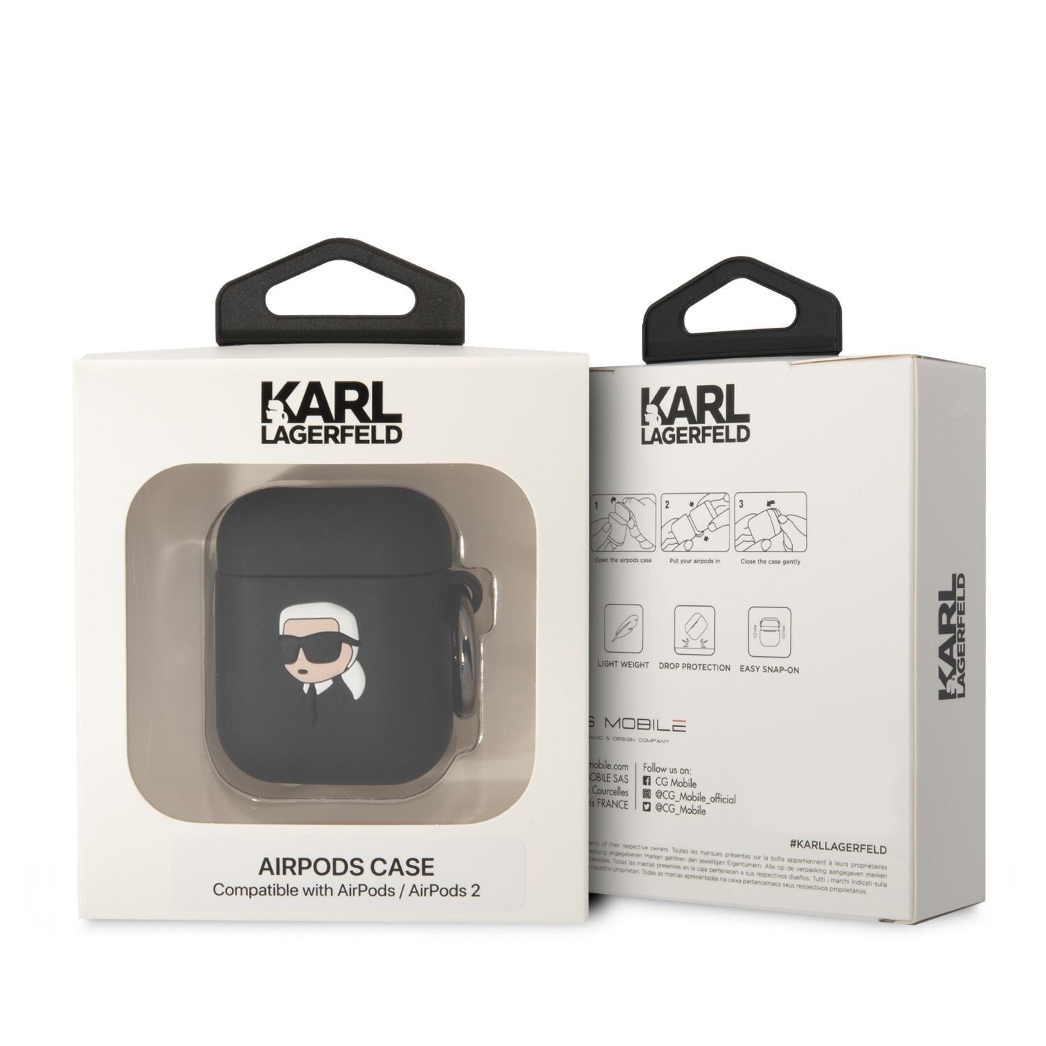 Husa Karl Lagerfeld 3D Karl Head pentru Airpods 1/2 Black thumb