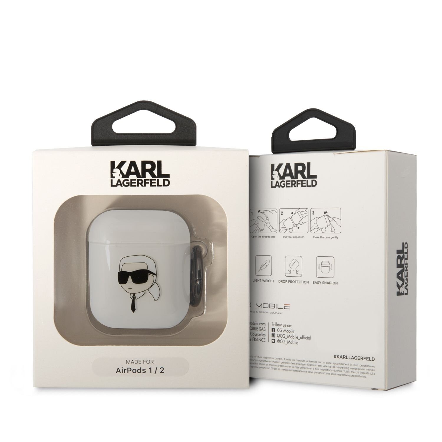 Husa Karl Lagerfeld 3D Karl Head pentru Airpods 1/2 Transaprent thumb