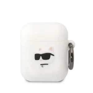 Husa Karl Lagerfeld 3D Choupette Head pentru Airpods 1/2 White