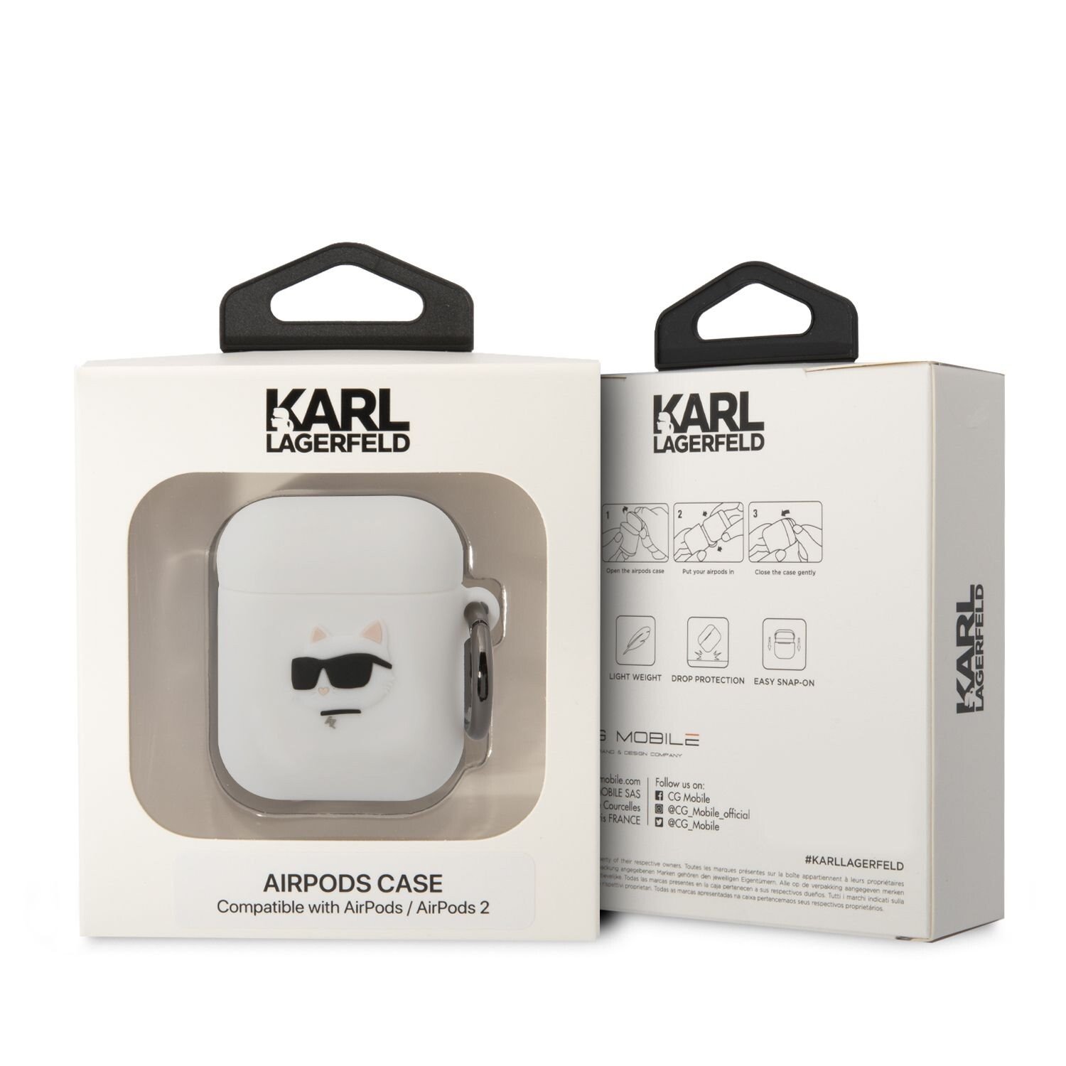 Husa Karl Lagerfeld 3D Choupette Head pentru Airpods 1/2 White thumb