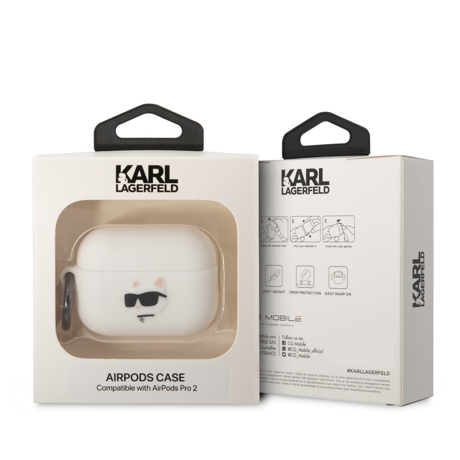 Husa Karl Lagerfeld 3D Choupette Head pentru Airpods Pro 2 White thumb