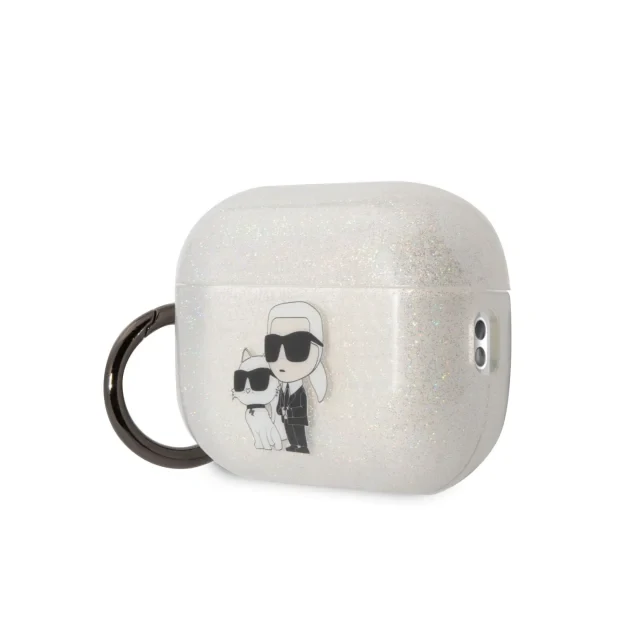 Husa Karl Lagerfeld 3D Choupette and Karl pentru Airpods Pro Transparent/Alb