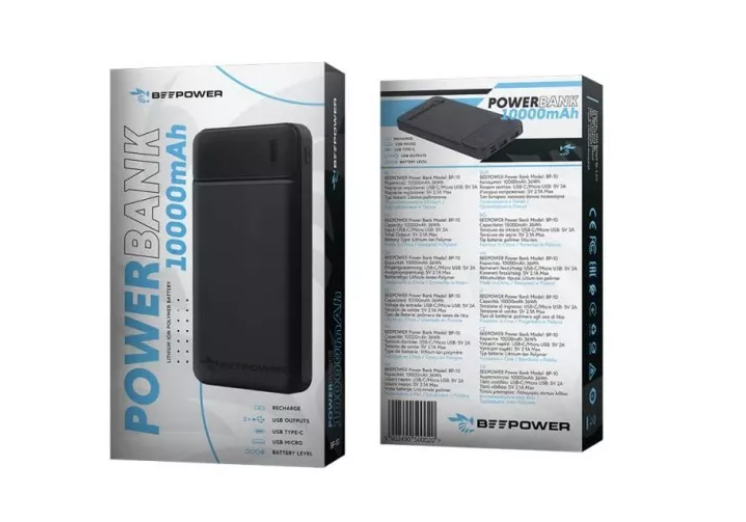 Baterie Externa BeePower 10000mAh 2.1A 2xUSB Black thumb
