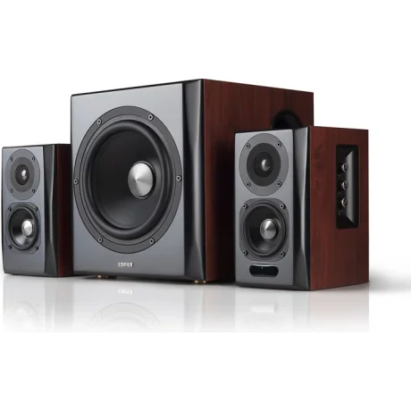 BOXE EDIFIER 2.1, RMS: 150W (2 x 25W, 2 x 15W, 1 x 70W), bluetooth, telecomanda wireless, volum, bass, treble, optical, brown, &quot;S350DB&quot;  (include TV 10lei)