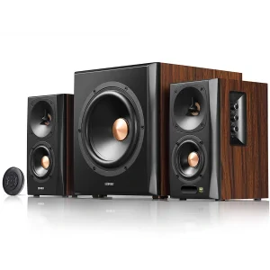 BOXE EDIFIER 2.1, RMS: 155W (2 x 10W, 2 x 30W, 1 x 75W), bluetooth, telecomanda wireless, woofer wireless, volum, bass, treble, optical, coaxial, brown, &quot;S360DB&quot;  (include TV 10lei)