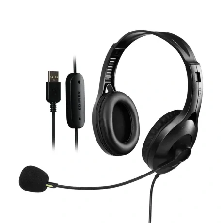 CASTI Edifier, cu fir, standard, utilizare multimedia, call center, microfon pe casca, conectare prin USB 2.0, negru, &quot;K810-BK&quot;, (include TV 0.8lei)