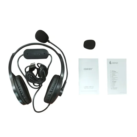 CASTI Edifier, cu fir, standard, utilizare multimedia, call center, microfon pe casca, conectare prin USB 2.0, negru, &quot;K810-BK&quot;, (include TV 0.8lei)