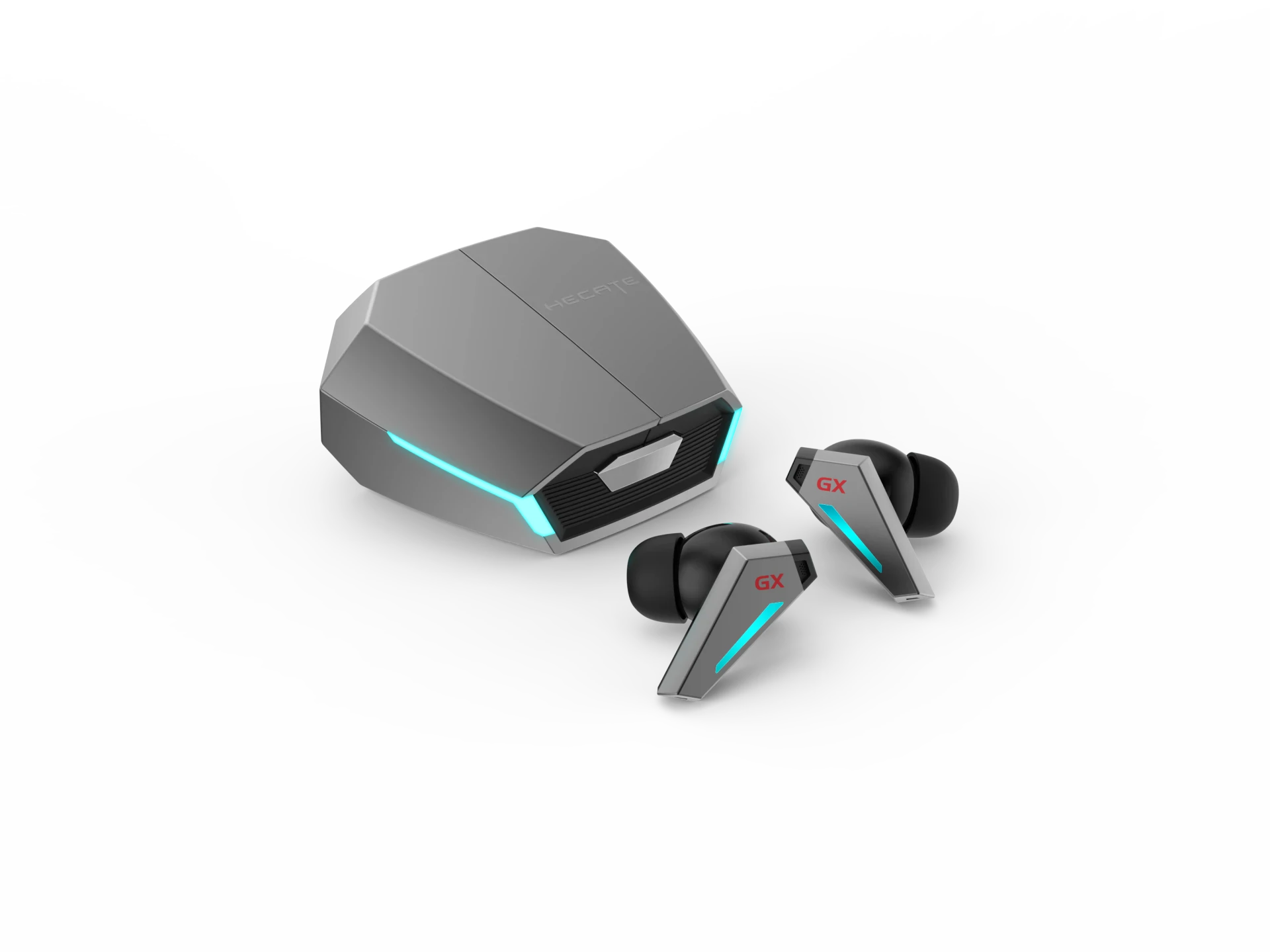 CASTI Edifier, wireless, gaming, intraauriculare - butoni, utilizare multimedia, smartphone, microfon pe casca, conectare prin Bluetooth 5.0, RGB, ANC, USB-C, gri, "GX07-GR", (include TV 0.8lei) thumb