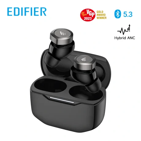 CASTI Edifier, wireless, intraauriculare - butoni, pt smartphone, microfon pe casca, conectare prin Bluetooth 5.3, ANC, IP55, USB-C, negru, &quot;W240TN-BK&quot;, (include TV 0.18lei)