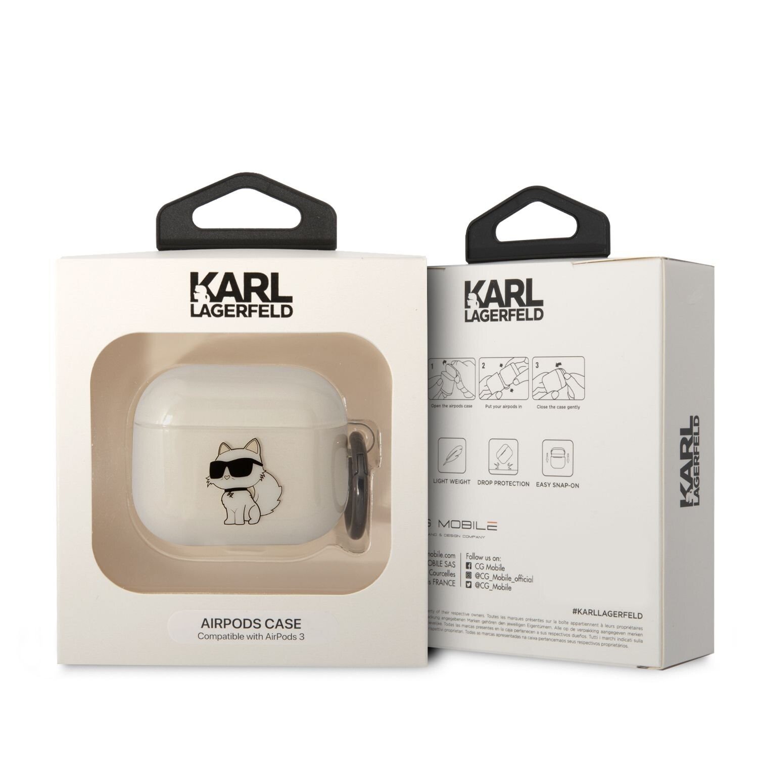 Husa Karl Lagerfeld 3D Ikonik Choupette pentru Airpods 3 Transparent thumb