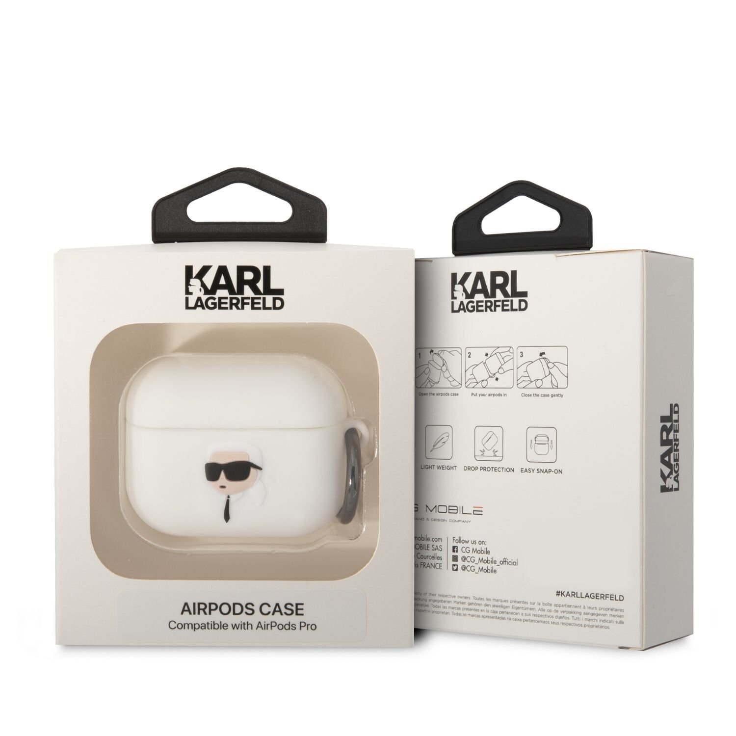 Husa Karl Lagerfeld 3D Karl Head pentru Airpods Pro White thumb