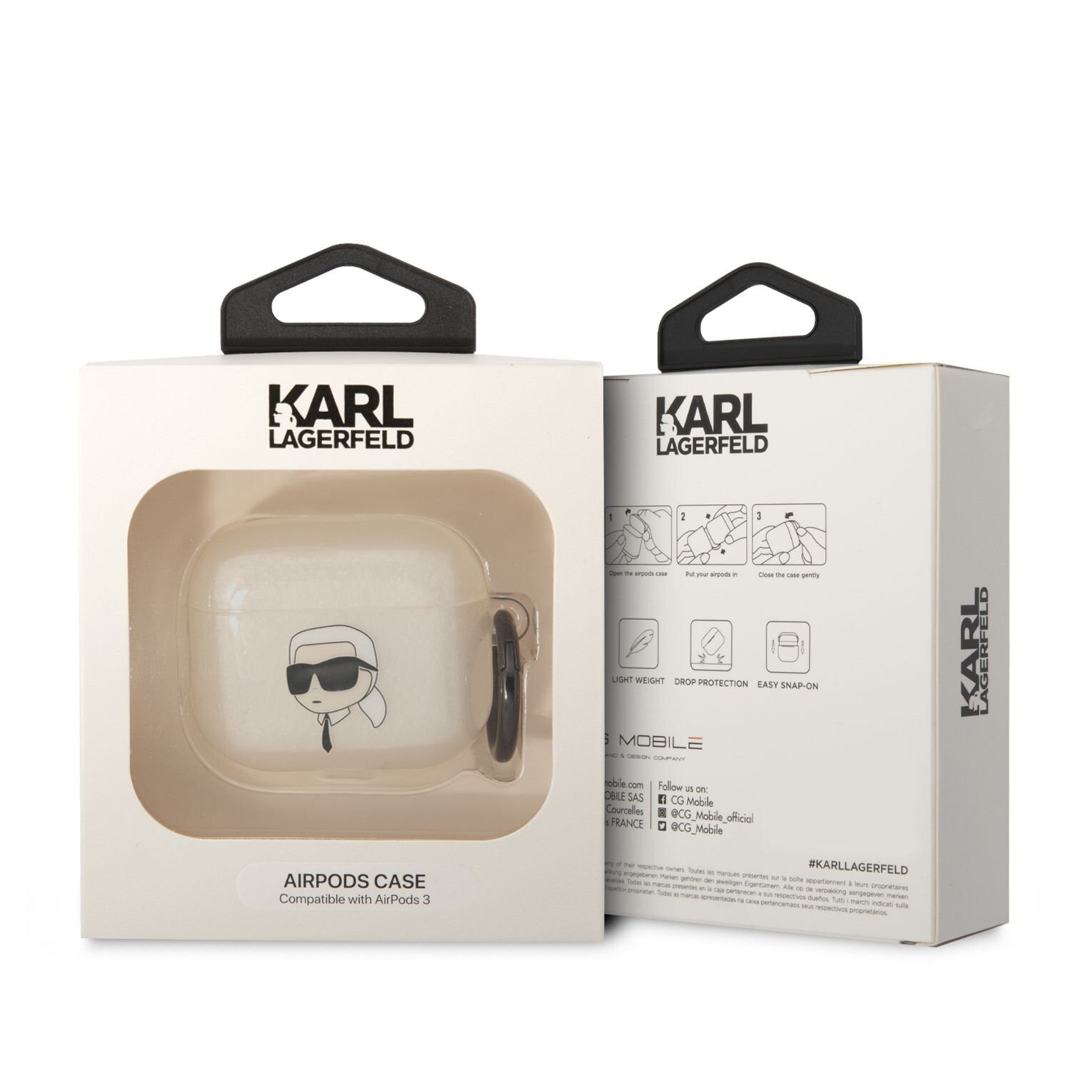 Husa Karl Lagerfeld 3D Karl Head pentru Airpods 3 Transparent thumb