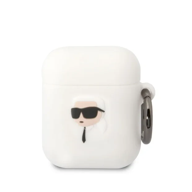 Husa Karl Lagerfeld 3D Karl Head pentru Airpods 1/2 White