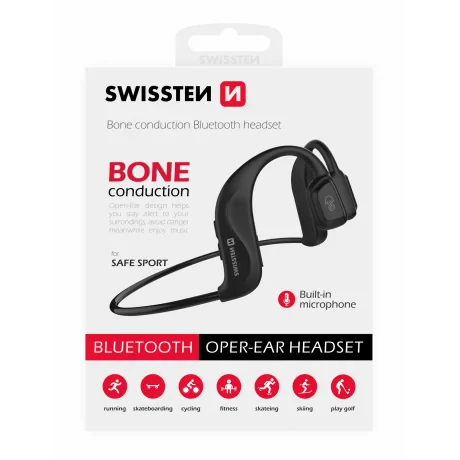 Casti Bluetooth Swissten Bone Conduction Negru