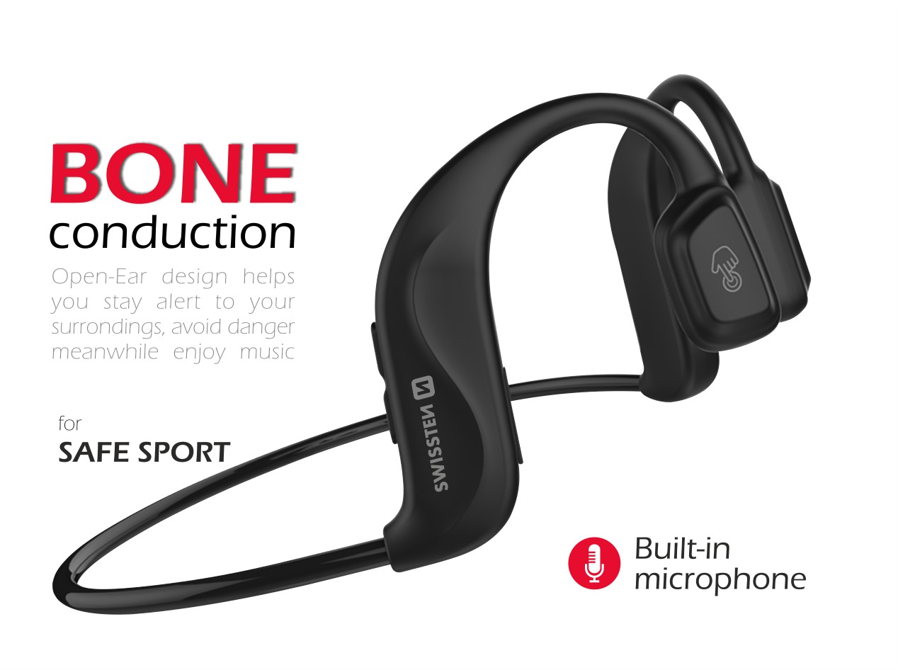 Casti Bluetooth Swissten Bone Conduction Negru thumb