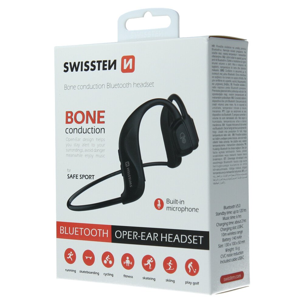 Casti Bluetooth Swissten Bone Conduction Negru thumb