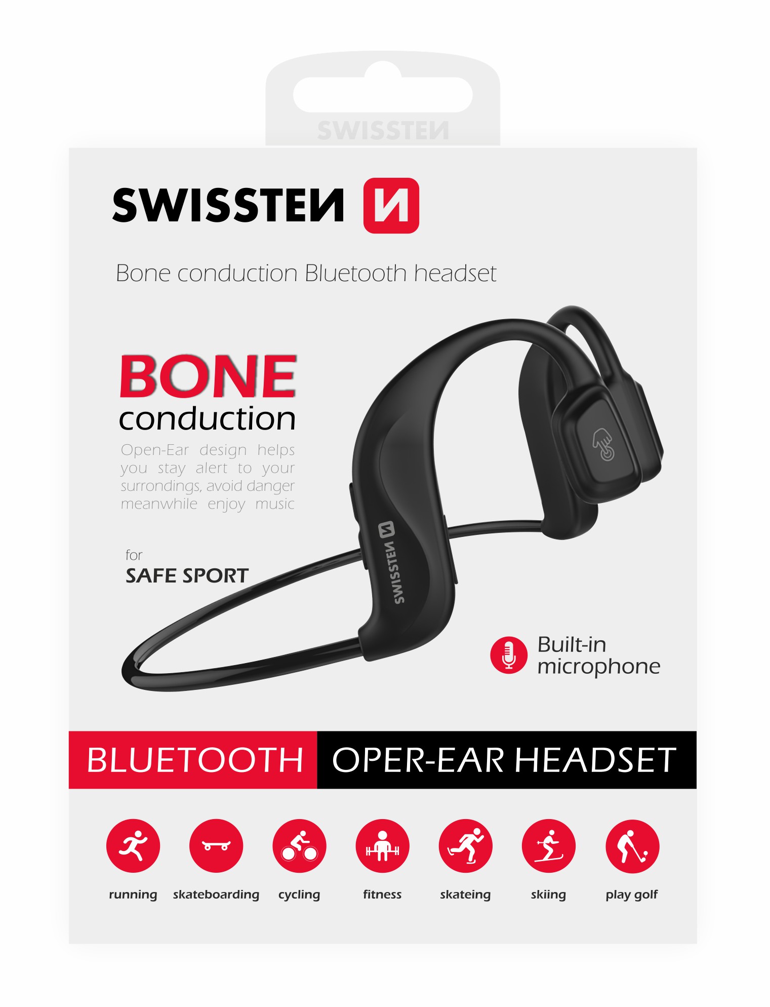 Casti Bluetooth Swissten Bone Conduction Negru thumb