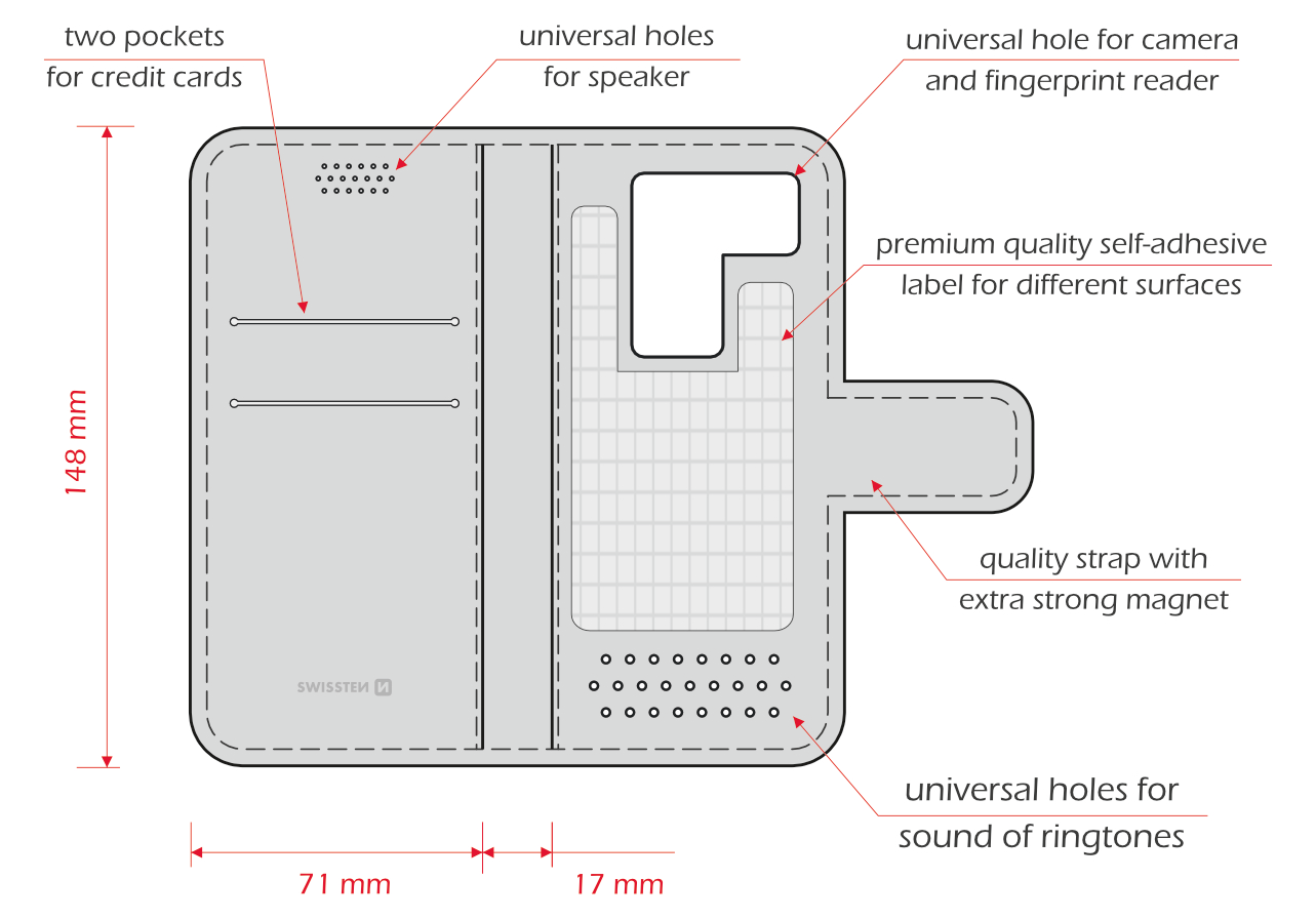 Swissten Libro Uni Book L Rosu (148 x 71 mm) thumb