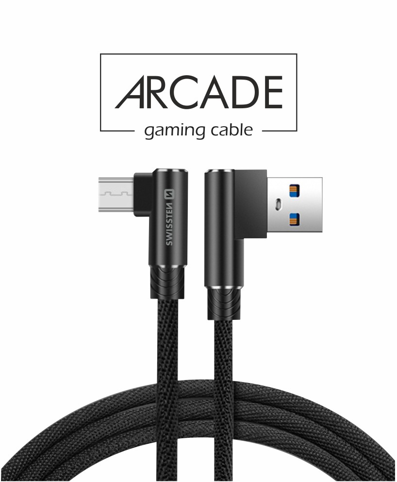 Cablu de date textil Swissten Arcade USB / Micro USB 1,2 M Negru thumb