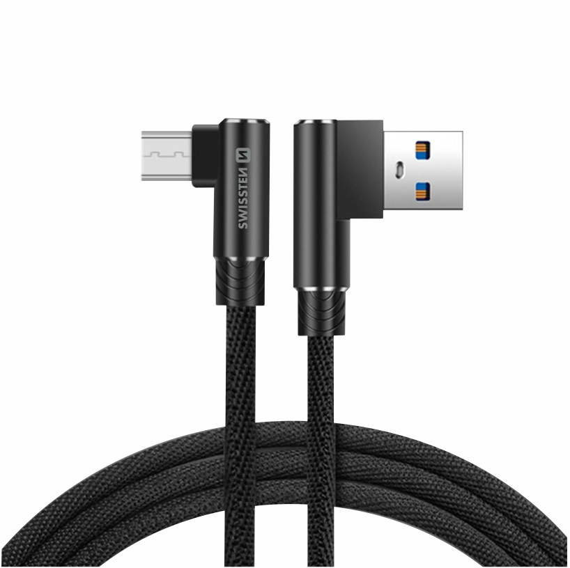 Cablu de date textil Swissten Arcade USB / Micro USB 1,2 M Negru thumb