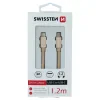 Cablu de date Swissten textil USB-C / USB-C 1,2 m Auriu