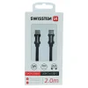 Cablu de date Swissten textil USB-C / USB-C 2,0 m Negru