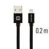 Cablu de date Swissten textil USB / Lightning 0,2 m Negru