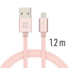 Cablu de date Swissten textil USB / Lightning 1,2 m ROZ / Auriu