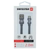 Cablu de date Swissten textil USB / Lightning 2,0 m gri