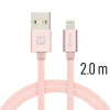 Cablu de date Swissten textil USB / Lightning 2,0 m ROZ / Auriu