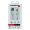 Cablu de date Swissten textil USB / Lightning 2,0 m Argintiu