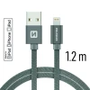 Cablu de date Swissten textil USB / Lightning MFI 1,2 m gri