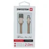 Cablu de date Swissten textil USB / Lightning MFI 2,0 m Auriu
