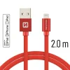 Cablu de date Swissten textil USB / Lightning MFI 2,0 m Rosu