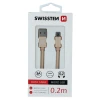 Cablu de date Swissten textil Micro USB 0.2 m Auriu