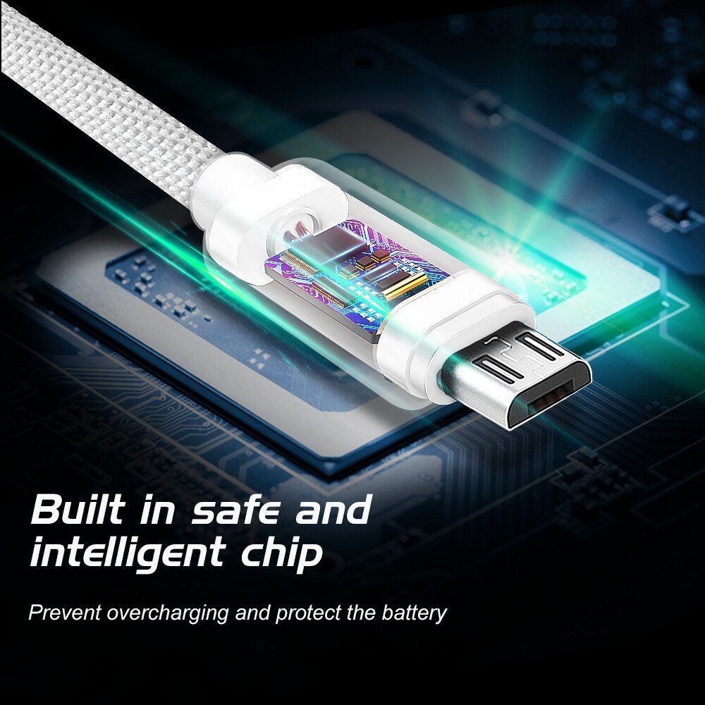 Cablu de date Swissten textil USB / Micro USB 0,2 m Argintiu thumb