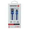 Cablu de date Swissten textil USB / Micro USB 2,0 m albastru