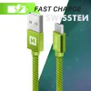 Cablu de date Swissten textil USB / Micro USB 2,0 m verde