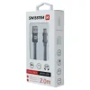 Cablu de date Swissten textil USB / Micro USB 2,0 m gri