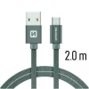 Cablu de date Swissten textil USB / Micro USB 2,0 m gri