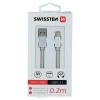Cablu de date Swissten textil USB / USB-C 0,2 m Argintiu